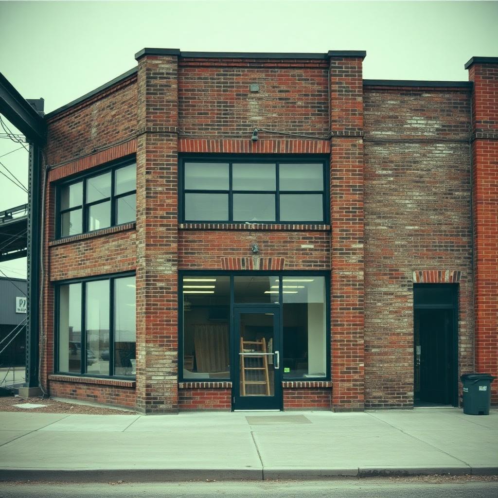Small commercial storefront build-out with exposed brick and new large front windows